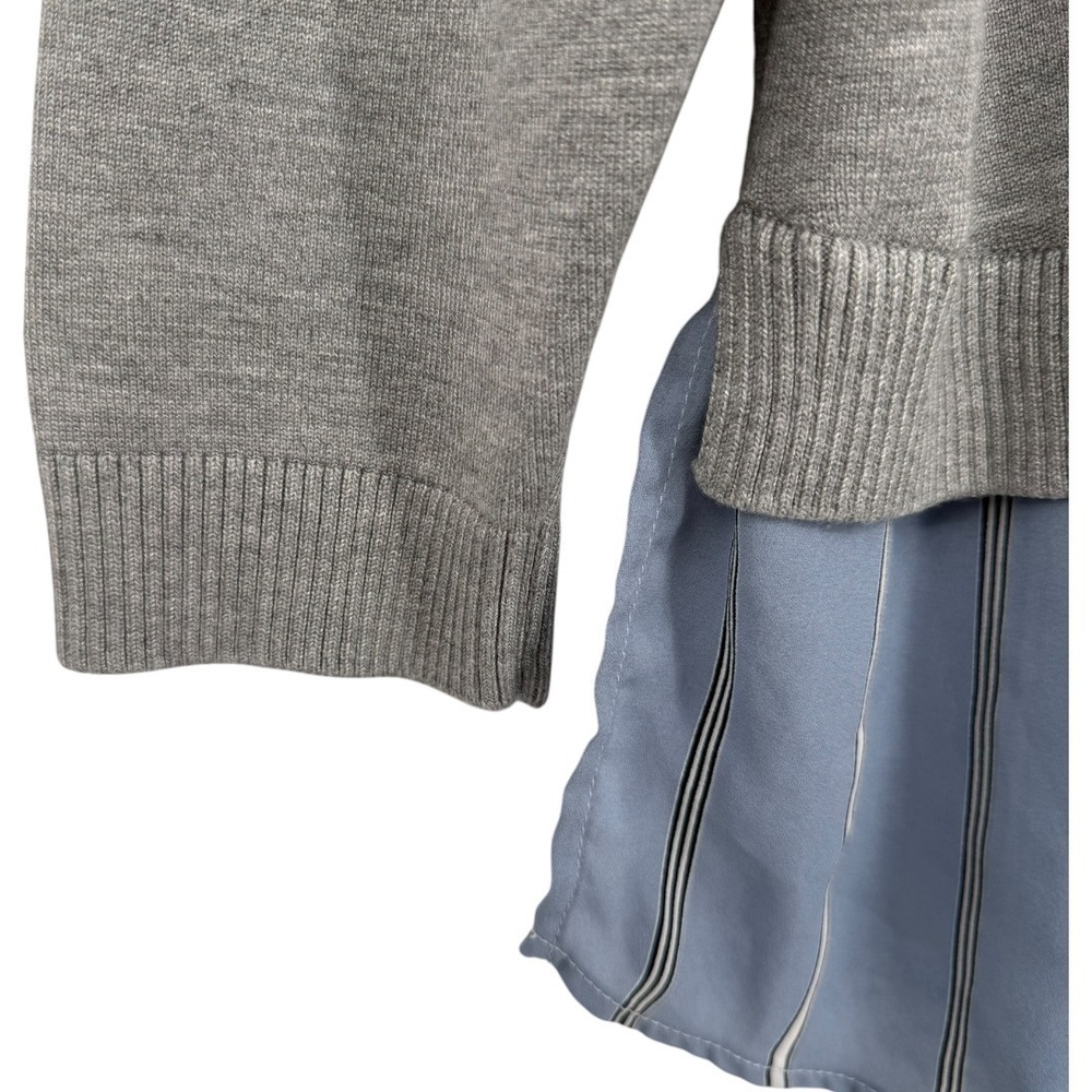 Adrianna Papell Womens 2-in-1 Mixed Media Layered Sweater Top Gray Blue Size 2X - Picture 11 of 14